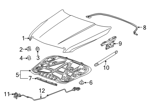 2016 Cadillac ATS Hood & Components Diagram