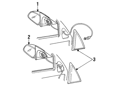 1996 Oldsmobile Achieva Mirror Assembly, Rear Driver Side Diagram for 22605943