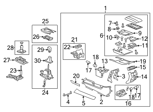 2012 Cadillac CTS Center Console, Front Console Diagram