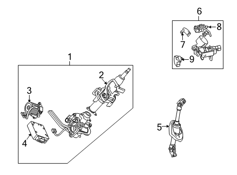 2009 Saturn Vue Steering Column, Steering Wheel & Trim Diagram 2 - Thumbnail