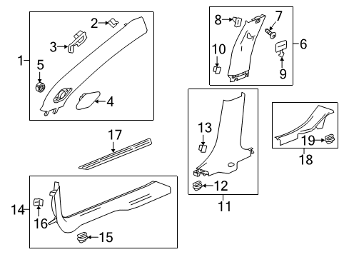 2021 Chevy Malibu Interior Trim - Pillars Diagram
