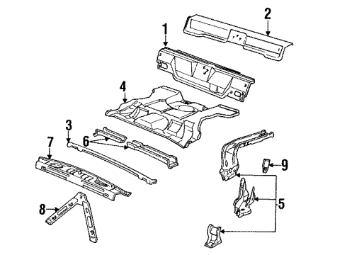1992 Cadillac Eldorado Panel Below Lid, Rear Diagram for 3543677