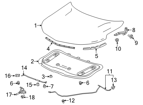 2022 Chevy Equinox Hood & Components Diagram