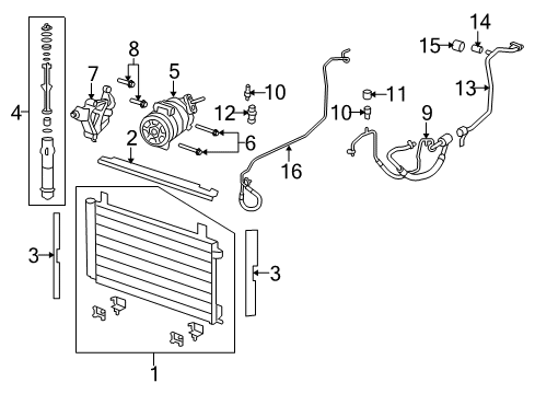 2009 Pontiac G8 A/C Condenser, Compressor & Lines Diagram