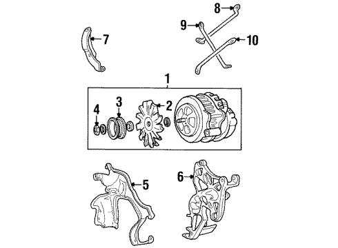 1990 Chevy K3500 Alternator Bracket Diagram for 10069979