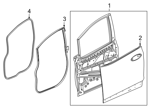 2019 Chevy Bolt EV Door Weatherstrip, Driver Side Diagram for 42562283