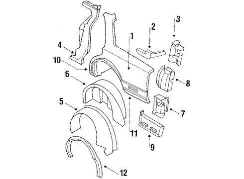 1986 Oldsmobile Delta 88 Quarter Panel & Components Diagram 2 - Thumbnail