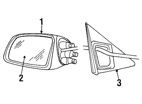 1994 Buick Regal Mirror Outside, Rear Passenger Side Diagram for 88896760