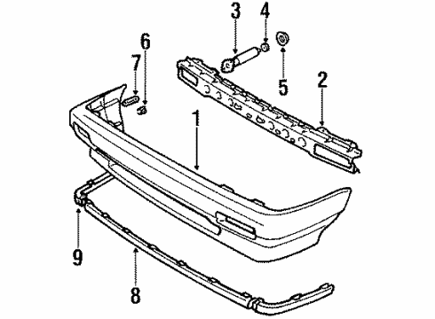 1987 Chevy Sprint Face Bar, Black; White Diagram for 96055952