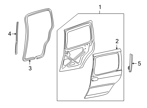 2008 Chevy Uplander Side Loading Door - Door & Components Diagram