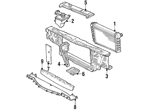 1987 Cadillac DeVille Radiator & Components, Radiator Support Diagram