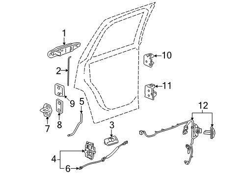 2012 Cadillac Escalade EXT Rear Door - Lock & Hardware Diagram