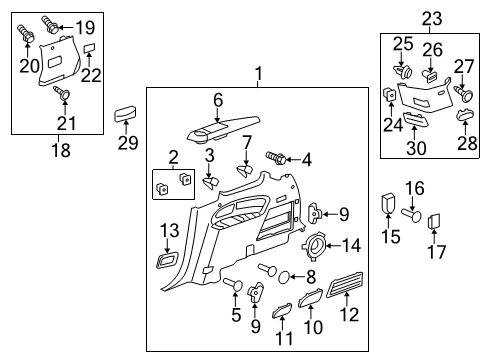 2017 Buick Enclave Quarter Panels Interior Trim, Jack & Components, Trim Diagram 1 - Thumbnail