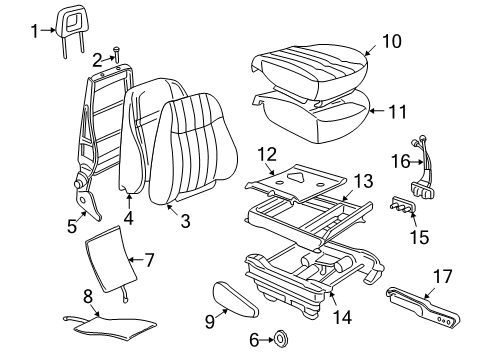 2002 Pontiac Montana Front Seat Components Diagram 1 - Thumbnail