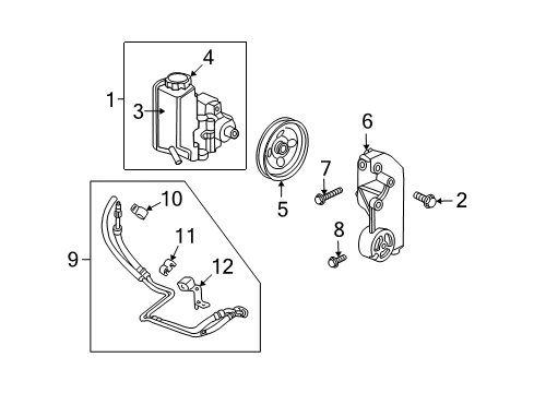 2010 Hummer H3T P/S Pump & Hoses, Steering Gear & Linkage Diagram