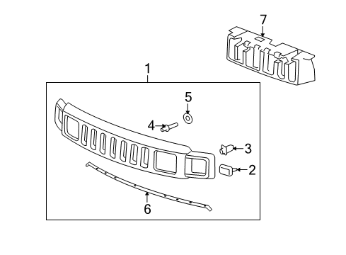 2010 Hummer H3T Grille & Components Diagram