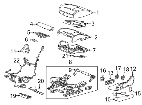 2020 Buick Regal TourX Driver Seat Components Diagram