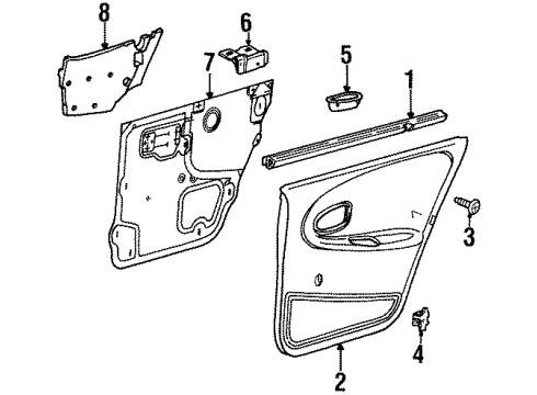 1999 Saturn SL2 Interior Trim - Rear Door Diagram