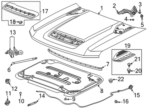 2021 Chevy Silverado 2500 HD Hood & Components Diagram