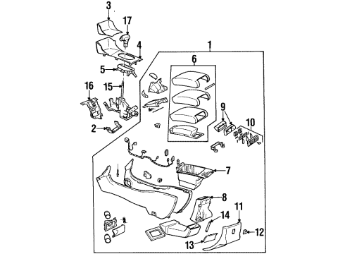 1998 Oldsmobile LSS Console Assembly Diagram for 25649869