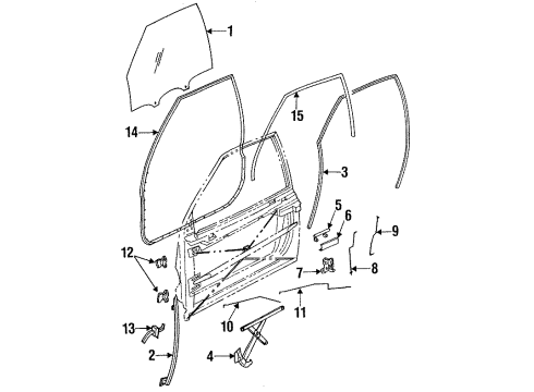 1994 Saturn SL Door Check, Front Diagram for 21096142