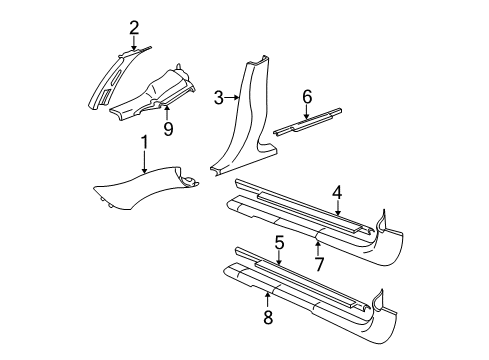 2005 Pontiac Grand Am Interior Trim - Pillars, Rocker & Floor Diagram