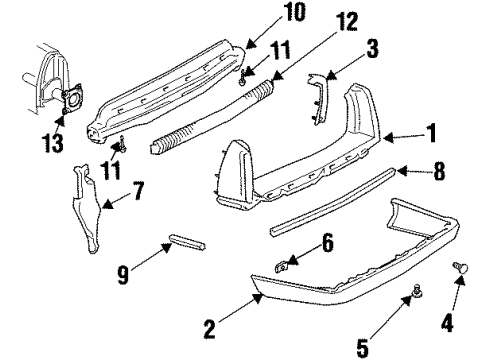1998 Cadillac DeVille Rear Bumper Diagram