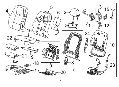 2015 Cadillac ATS Driver Seat Components Diagram