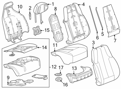 2023 Cadillac LYRIQ Passenger Seat Components Diagram