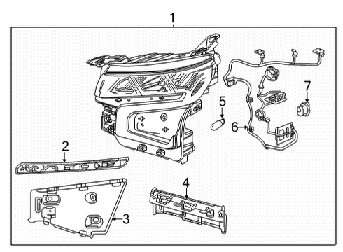 2021 Chevy Tahoe Headlamp Assembly Center Bracket, Driver Side Diagram for 84849887