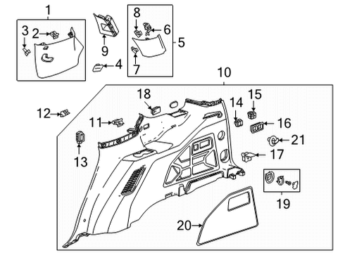 2022 Cadillac Escalade ESV Interior Trim - Quarter Panels Diagram