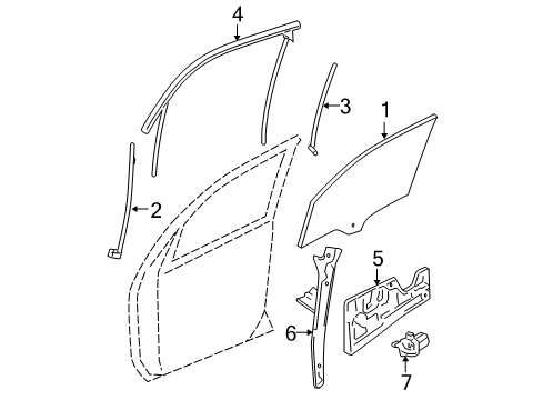 2005 Chevy Equinox Front Door - Glass & Hardware Diagram