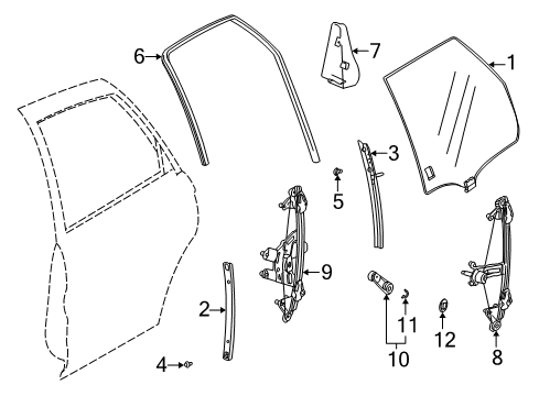 2002 Saturn L100 Rear Door - Glass & Hardware Diagram