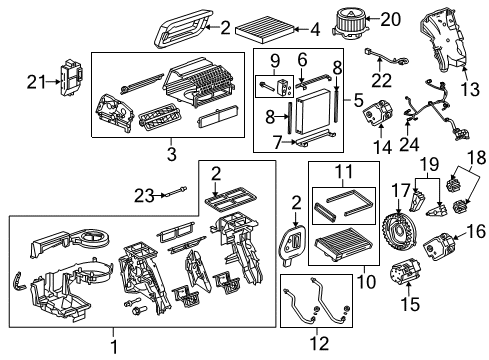 2014 Buick LaCrosse A/C Evaporator & Heater Components Diagram