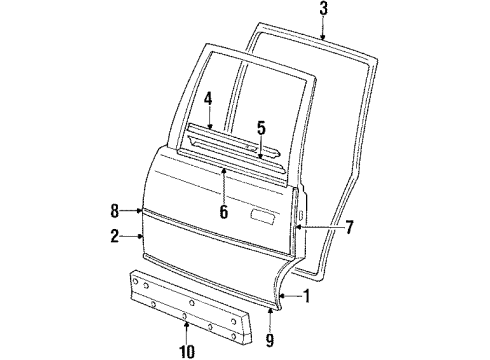 1990 Oldsmobile Cutlass Ciera Belt Weatherstrip, Passenger Side Diagram for 17927880