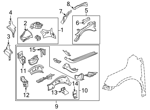 2012 Buick LaCrosse Structural Components & Rails Diagram