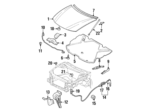 2002 Pontiac Grand Prix Hood & Components Diagram