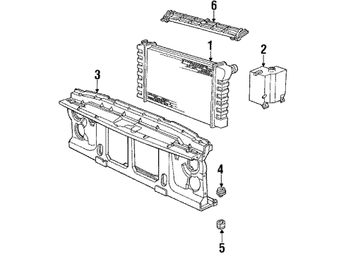 1990 GMC Jimmy Radiator & Components Diagram