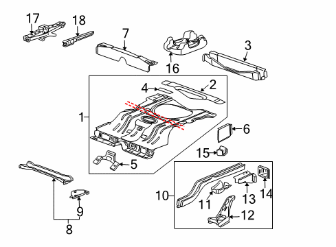 2007 Chevy Impala Rear Body - Floor & Rails Diagram