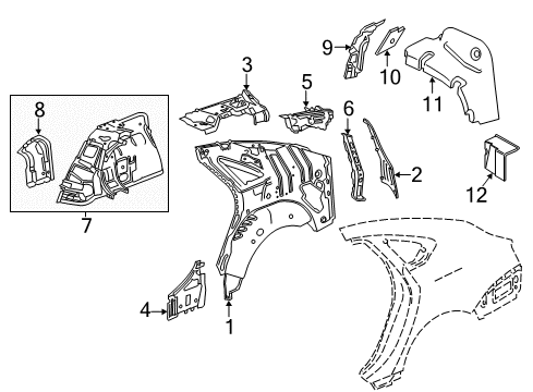2020 Chevy Impala Inner Structure - Quarter Panel Diagram