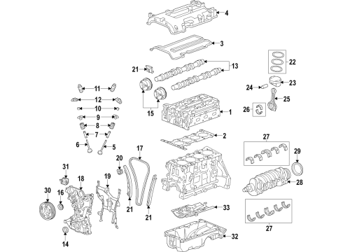 2017 Chevy Trax Engine Parts, Mounts, Cylinder Head & Valves, Camshaft & Timing, Variable Valve Timing, Oil Cooler, Oil Pan, Oil Pump, Crankshaft & Bearings, Pistons, Rings & Bearings Diagram