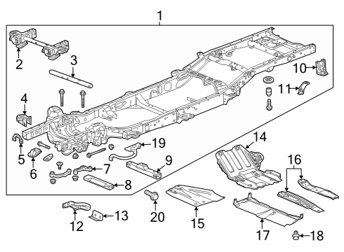 2019 Chevy Silverado 1500 Front Lower Control Arm Bolt Diagram for 11610915