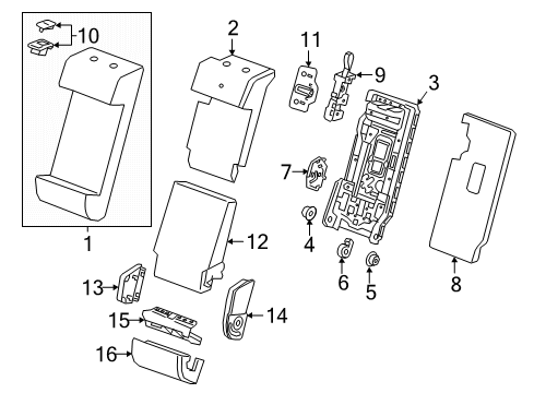 2020 Buick Regal TourX Rear Seat Components Diagram