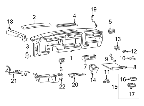 1994 Chevy S10 Cluster & Switches, Instrument Panel Diagram