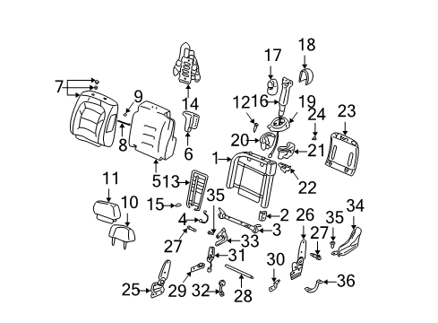 2002 Cadillac DeVille Seat Back Pad, Driver Side Diagram for 12493353