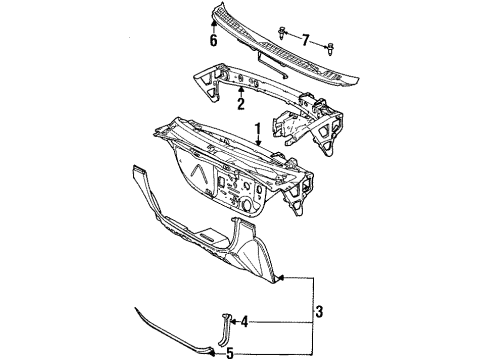 1999 Saturn SL2 Cowl Diagram