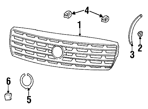 1999 Cadillac DeVille Grille & Components Diagram 1 - Thumbnail