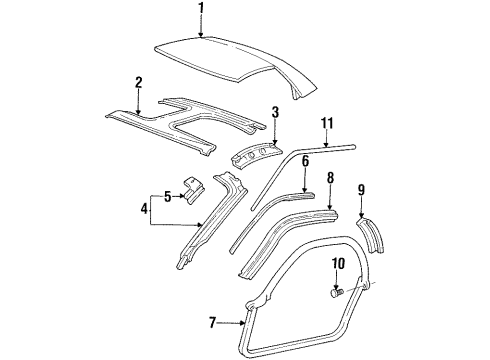 2001 Pontiac Firebird Roof & Components, Exterior Trim Diagram