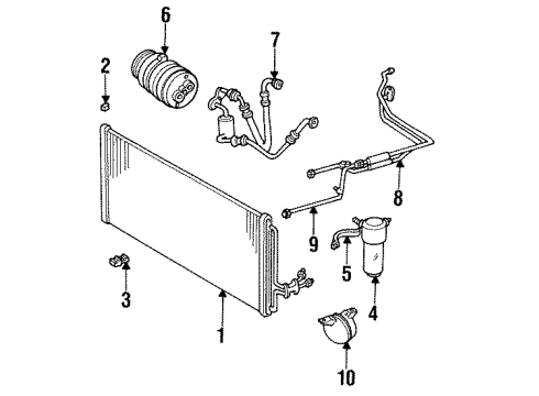 1994 Buick Regal A/C Condenser, Compressor & Lines Diagram