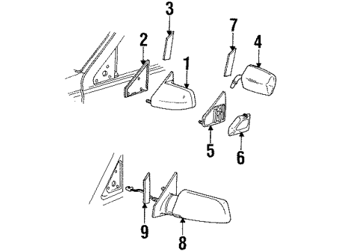 1994 GMC C1500 Mirror Assembly, Rear Passenger Side Diagram for 15764760